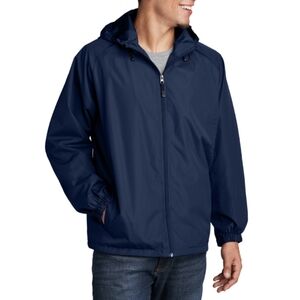 NWOT Sport-Tek Navy Blue Full-Zip Hooded Long Sleeve Raglan Wind Jacket Men's XL
